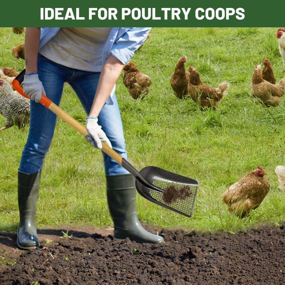 Carbon Steel Sand Sifting Shovel - Ergonomic D-Grip