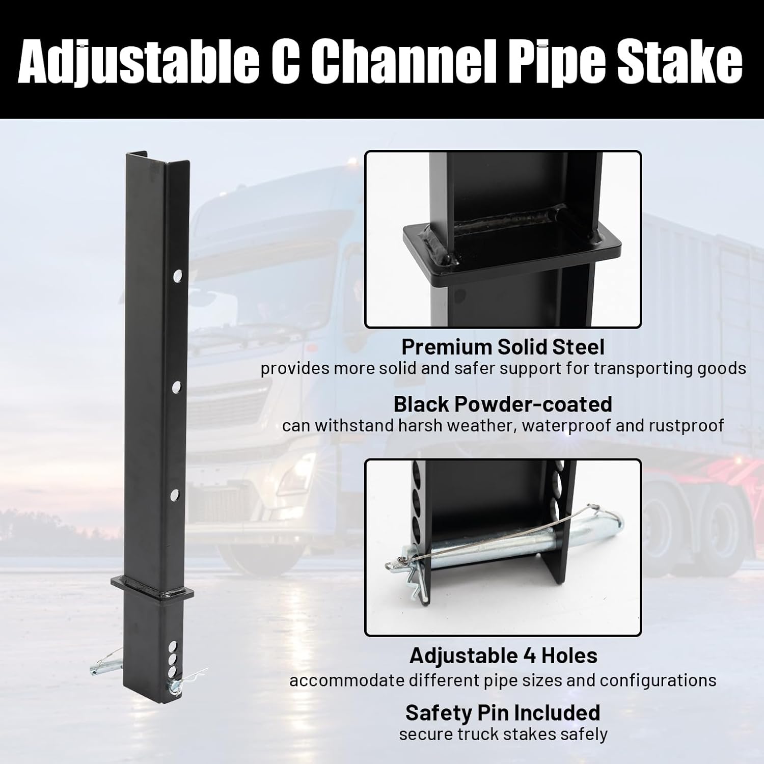4-Pack 30" Adjustable C-Channel Pipe Stakes