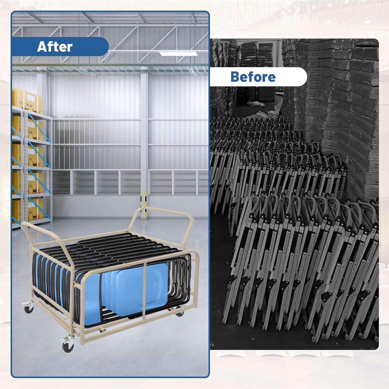 Foldable Folding Chair Dolly - Holds 20+ Chairs