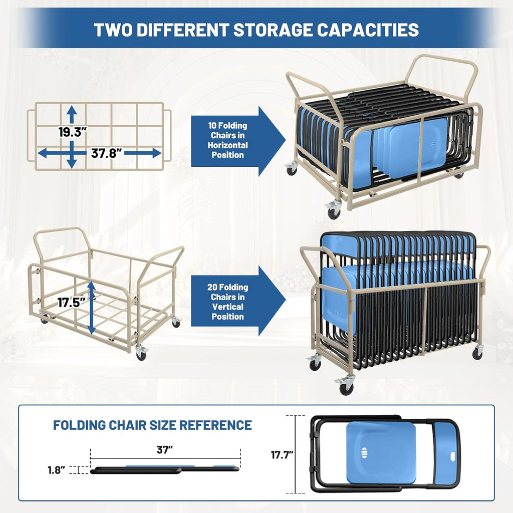 Foldable Folding Chair Dolly - Holds 20+ Chairs