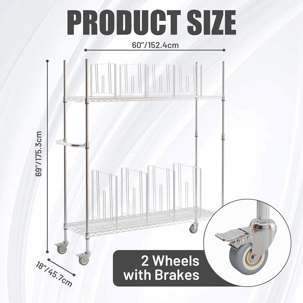 2-Tier Mobile Carton Cart - 8 Adjustable Dividers