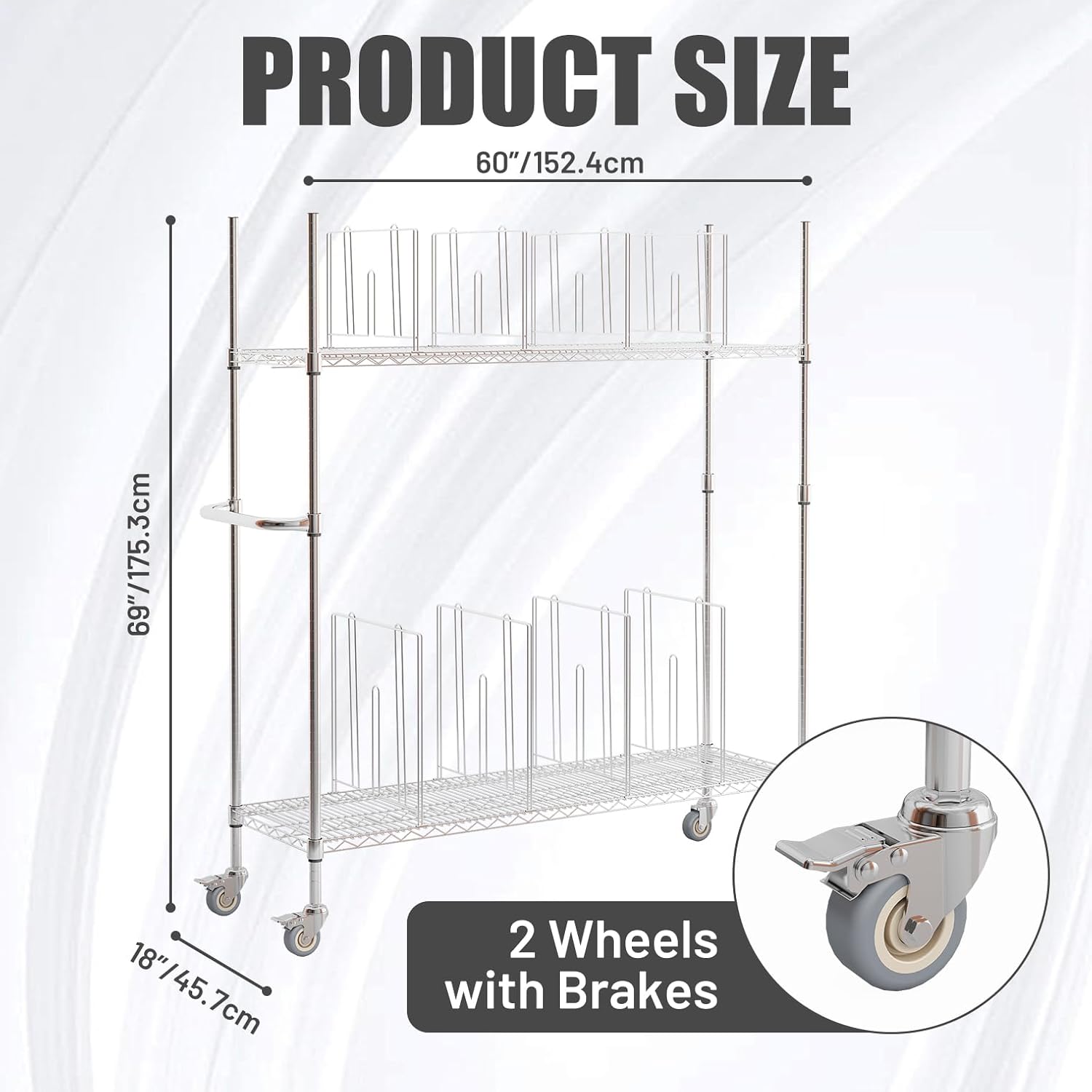 2-Tier Mobile Carton Cart - 8 Adjustable Dividers
