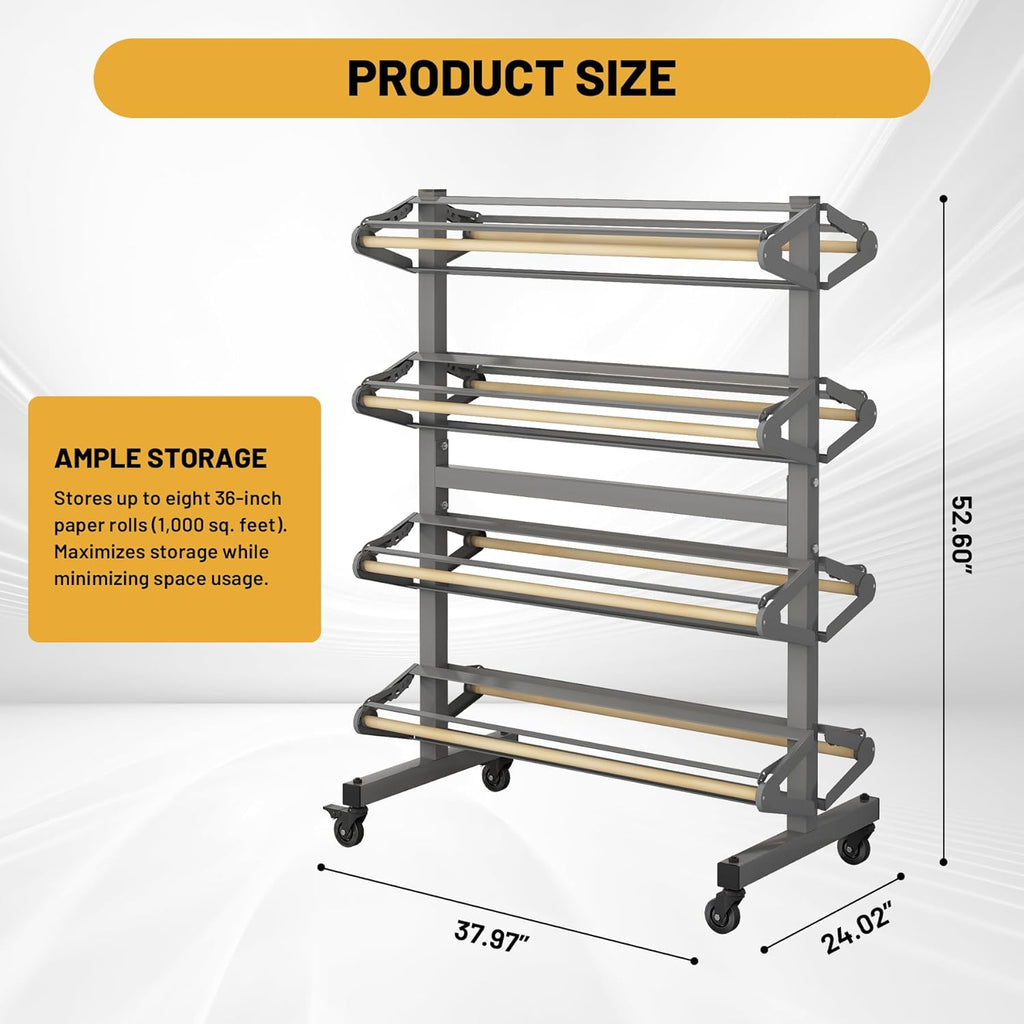 8-Roll Mobile Paper Dispenser - Built-in Cutter