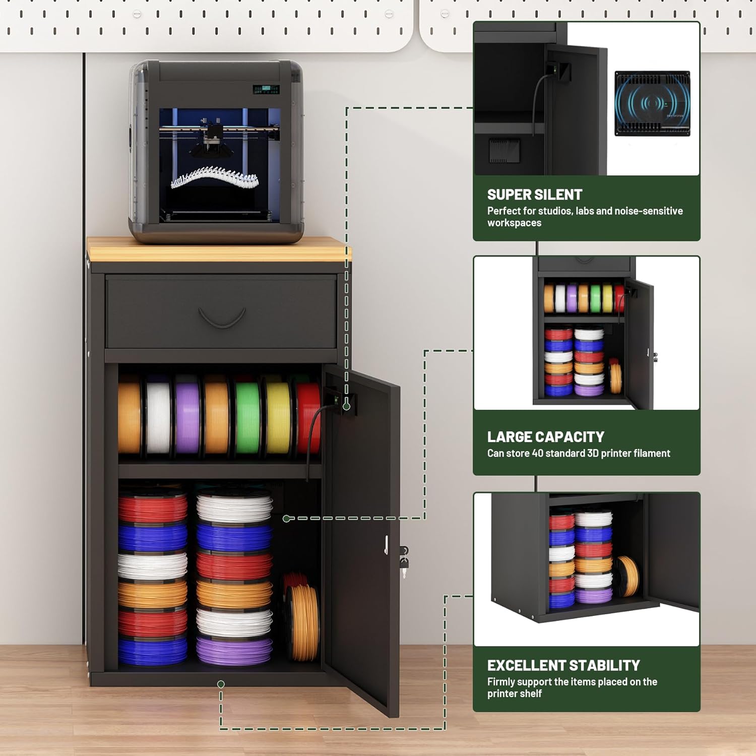 180L Industrial 3D Filament Dry Cabinet - 40 Roll Capacity