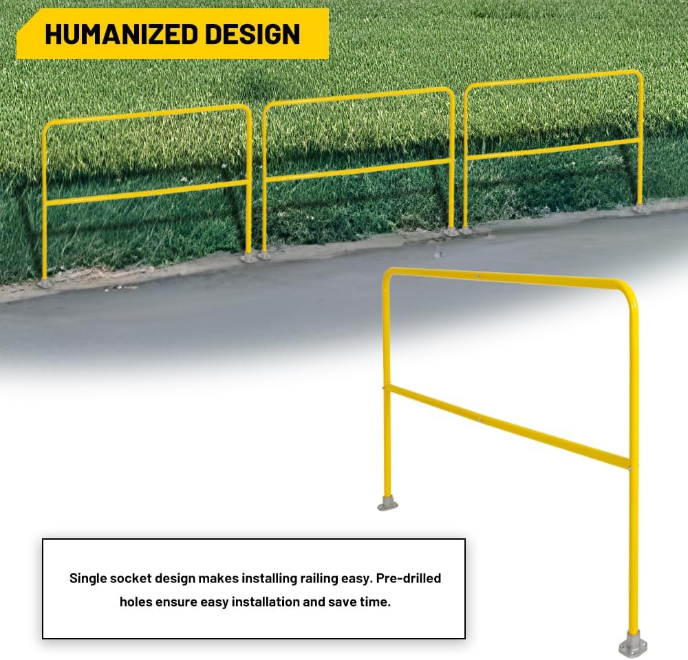 72"L Industrial Safety Guard Rail - High-Visibility Yellow