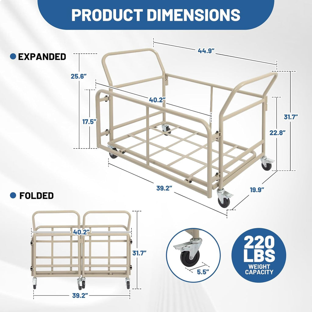 Foldable Folding Chair Dolly - Holds 20+ Chairs