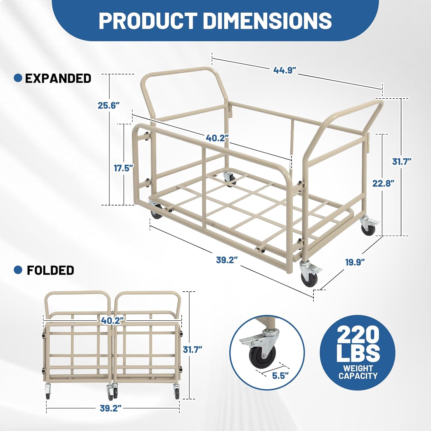 Foldable Folding Chair Dolly - Holds 20+ Chairs