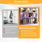 79.7" Industrial Pipe Clothing Rack - Built-in RGB LED Lights