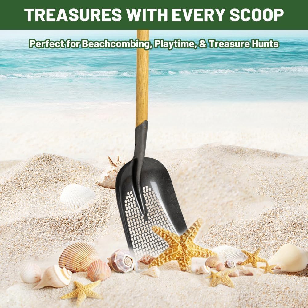 Carbon Steel Sand Sifting Shovel - Ergonomic D-Grip