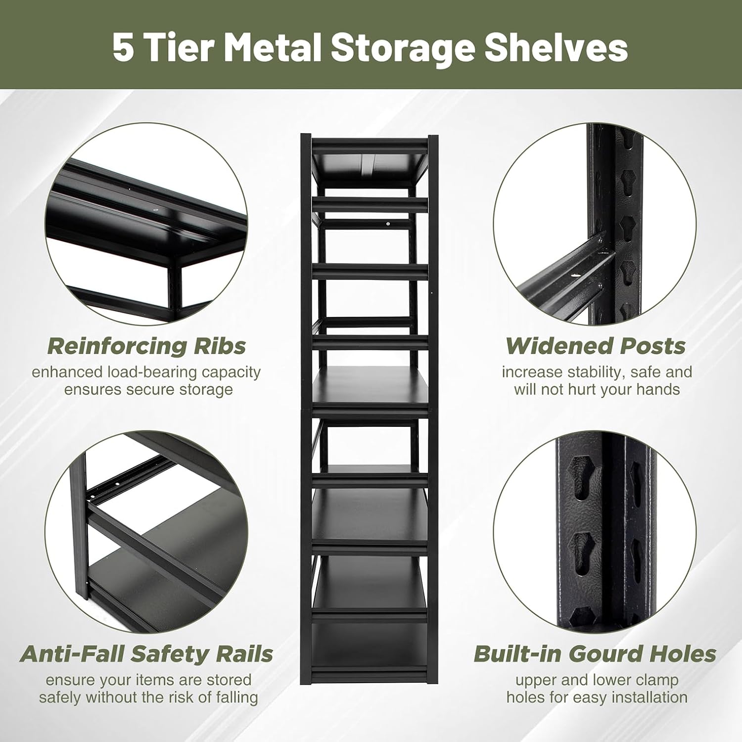 87"H Heavy-Duty Garage Shelving - 3000 lbs Total Capacity