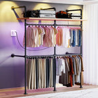 79.7" Industrial Pipe Clothing Rack - Built-in RGB LED Lights
