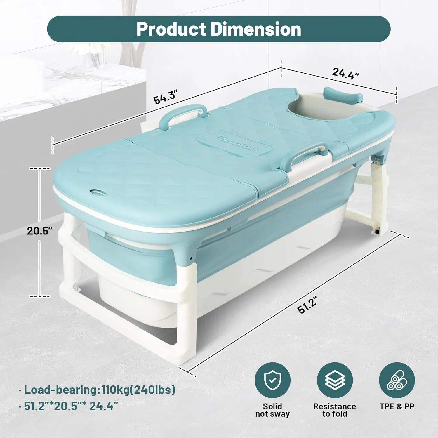 54" Portable Foldable Bathtub - Hot & Ice Bath Spa Barrel