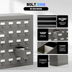 50-Drawer Metal Parts Cabinet - Gray Steel Tool Organizer