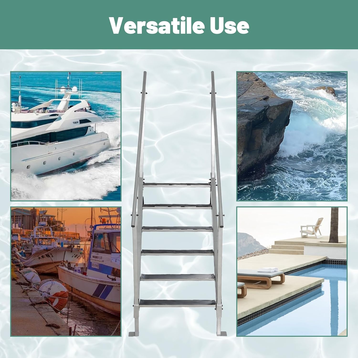 6-Step Aluminum Dock Ladder - 500 lbs Capacity