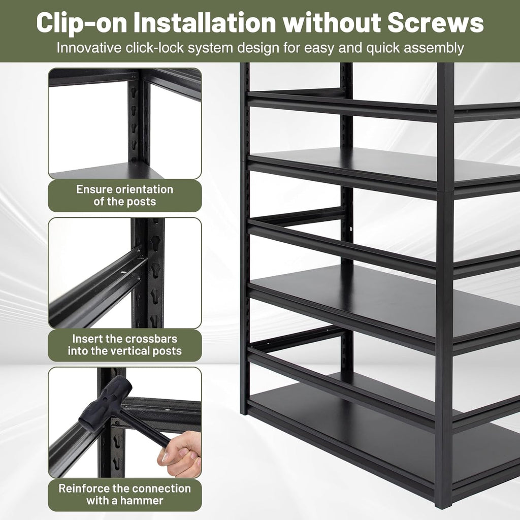 87"H Heavy-Duty Garage Shelving - 3000 lbs Total Capacity