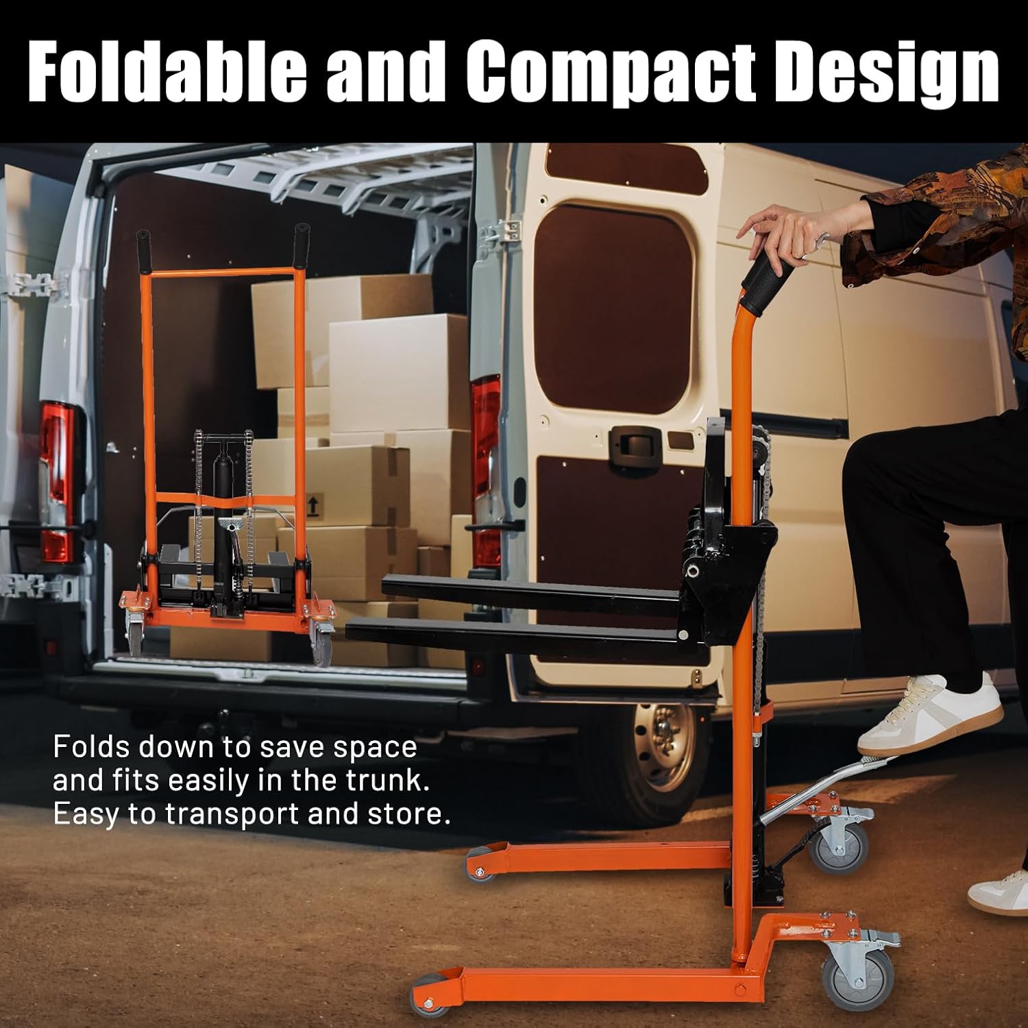 2-in-1 Hydraulic Lift & Stacker - 440 lbs Capacity