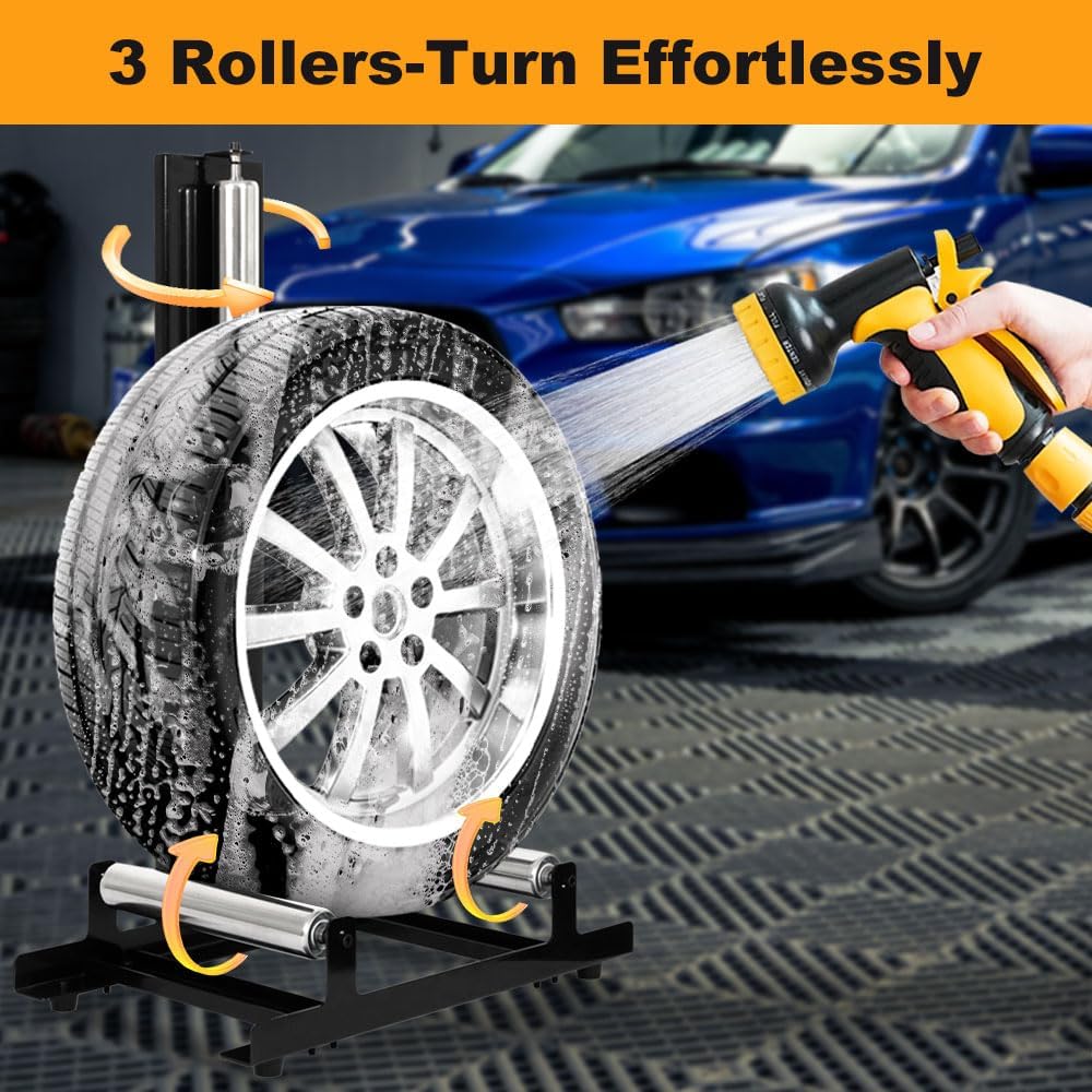 Rolling Wheel Detailing Stand - 110 lbs Capacity