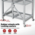 3-Tier Foldable Stainless Steel Cart - 300 lbs Capacity