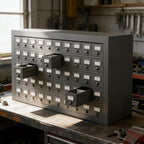 50-Drawer Metal Parts Cabinet - Gray Steel Tool Organizer