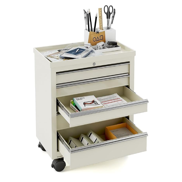 5-Drawer Medical Rolling Cabinet - Stainless Steel Top