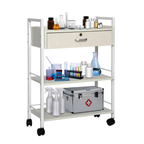 3-Tier Medical Lab Trolley - Professional Utility Station with Drawer
