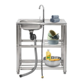 Stainless Steel Utility Sink - With Storage Shelves & Faucet