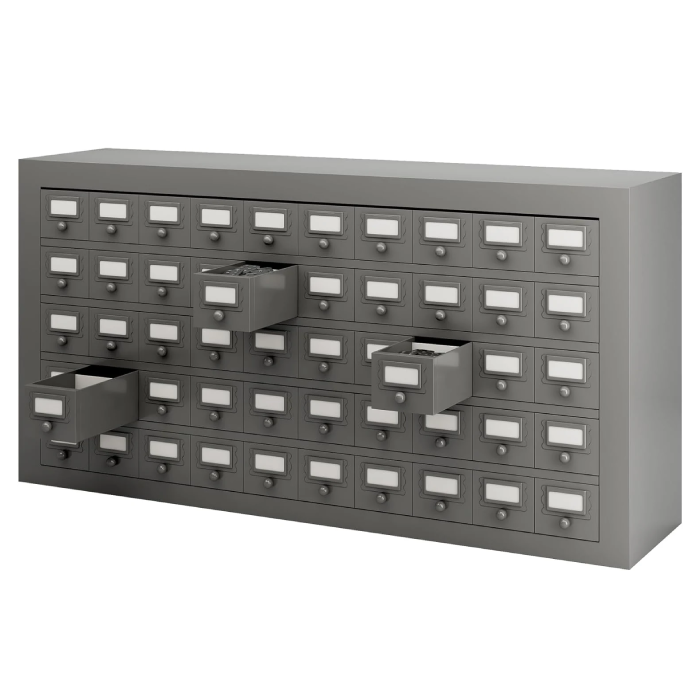 50-Drawer Metal Parts Cabinet - Gray Steel Tool Organizer