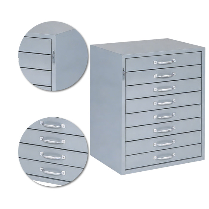 18"W x 12"D x 24"H High-Capacity 8-Drawer Steel Cabinet for Small Parts