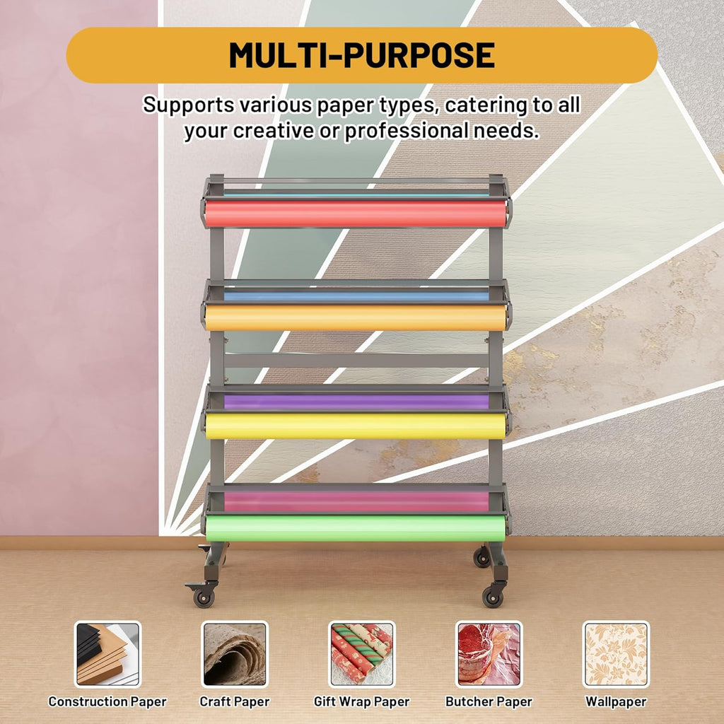 8-Roll Mobile Paper Dispenser - Built-in Cutter