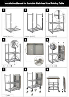 3-Tier Foldable Stainless Steel Cart - 300 lbs Capacity
