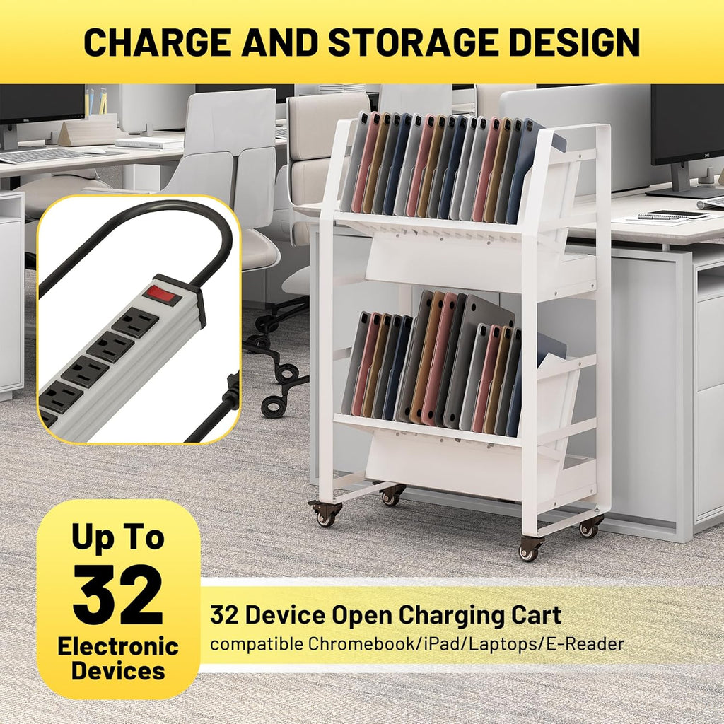 32-Device Mobile Charging Cart - Secure Lockable Storage
