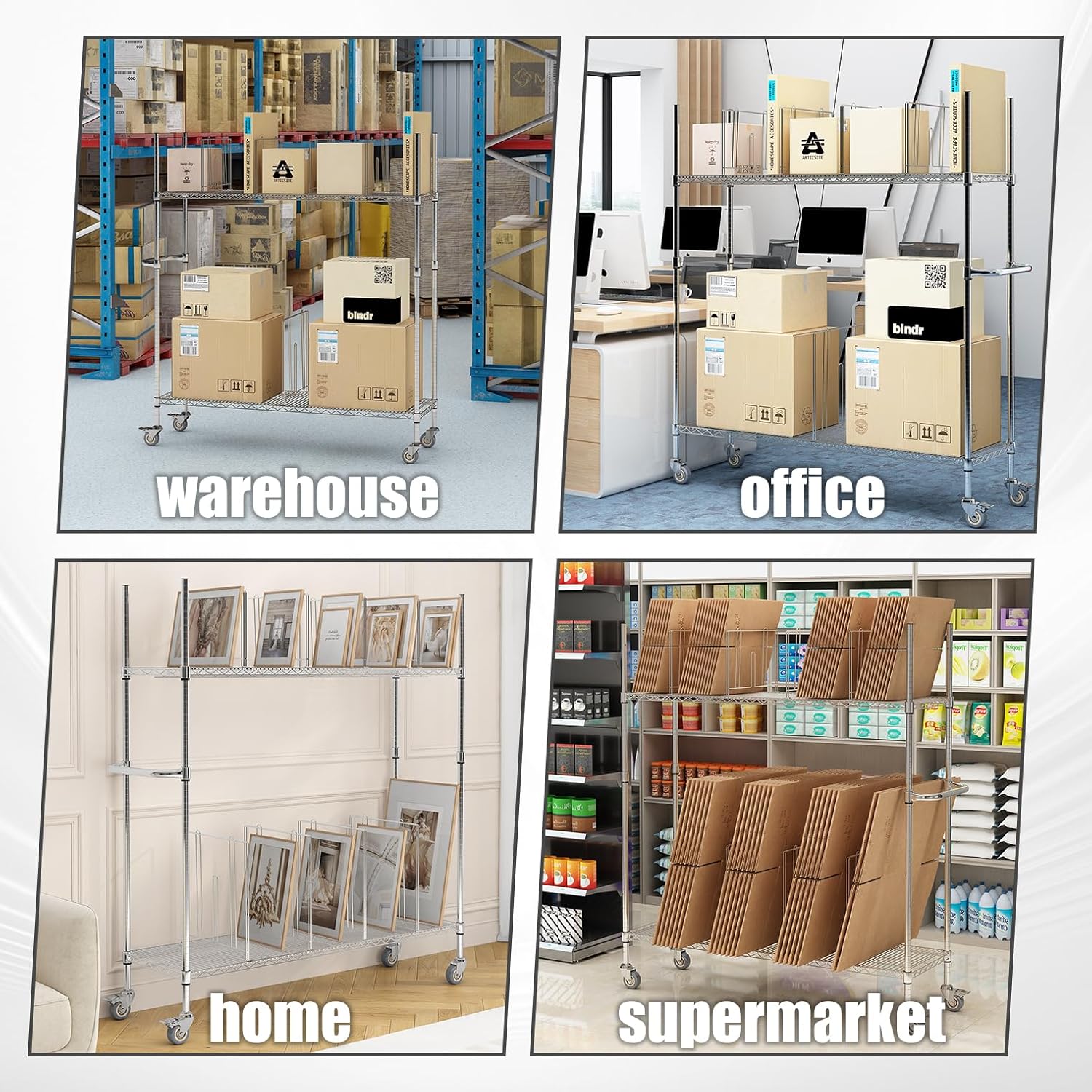 2-Tier Mobile Carton Cart - 8 Adjustable Dividers