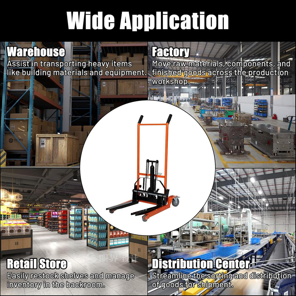 2-in-1 Hydraulic Lift & Stacker - 440 lbs Capacity