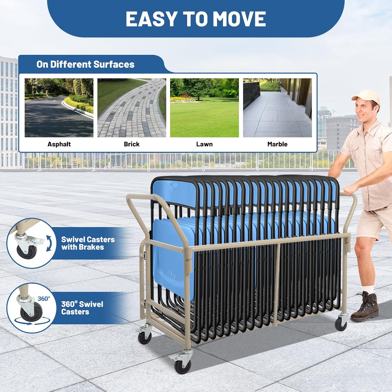 Foldable Folding Chair Dolly - Holds 20+ Chairs