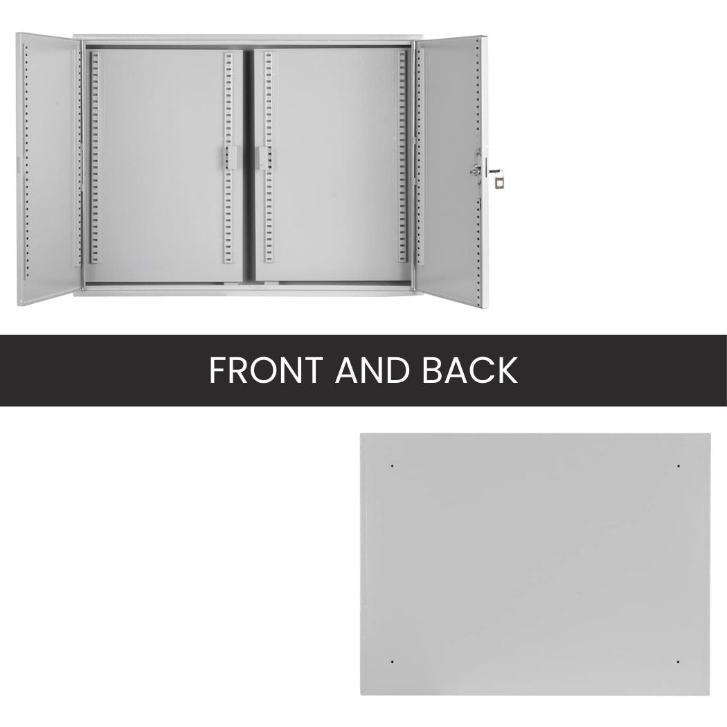Steel Key Cabinet for 400 Keys w/ Numbered Hooks, Key Lock, 28"W x 5.5"D x 21.5"H