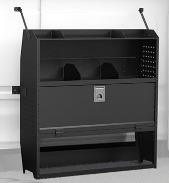42"W x 46"H Van Shelving System with Lockable Door Kit - Heavy-Duty Steel Cargo Van Storage with Adjustable Dividers