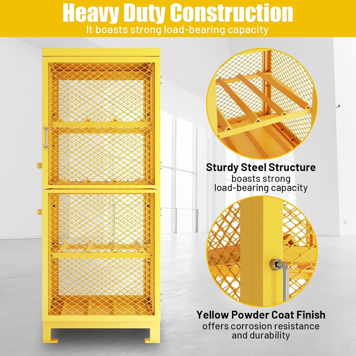30"L x 30"W x 70"H Steel/Iron Horizontal Cylinder Storage Cabinet, 8 Cylinder Capacity, 4-Tier Propane Storage Cage with Lockable Single Doors