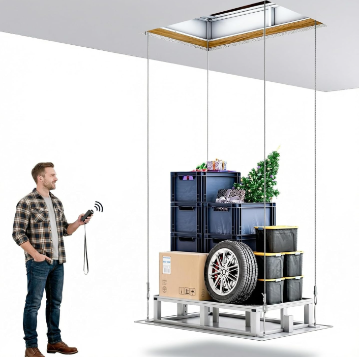 Electric Overhead Lift System with Dual Remote – 220 lbs, 13 ft Lift Height, for Garage & Warehouse Storage